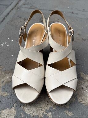 Franco Sarto Women's Cream Leather Strappy Slingback Sandals US8.5